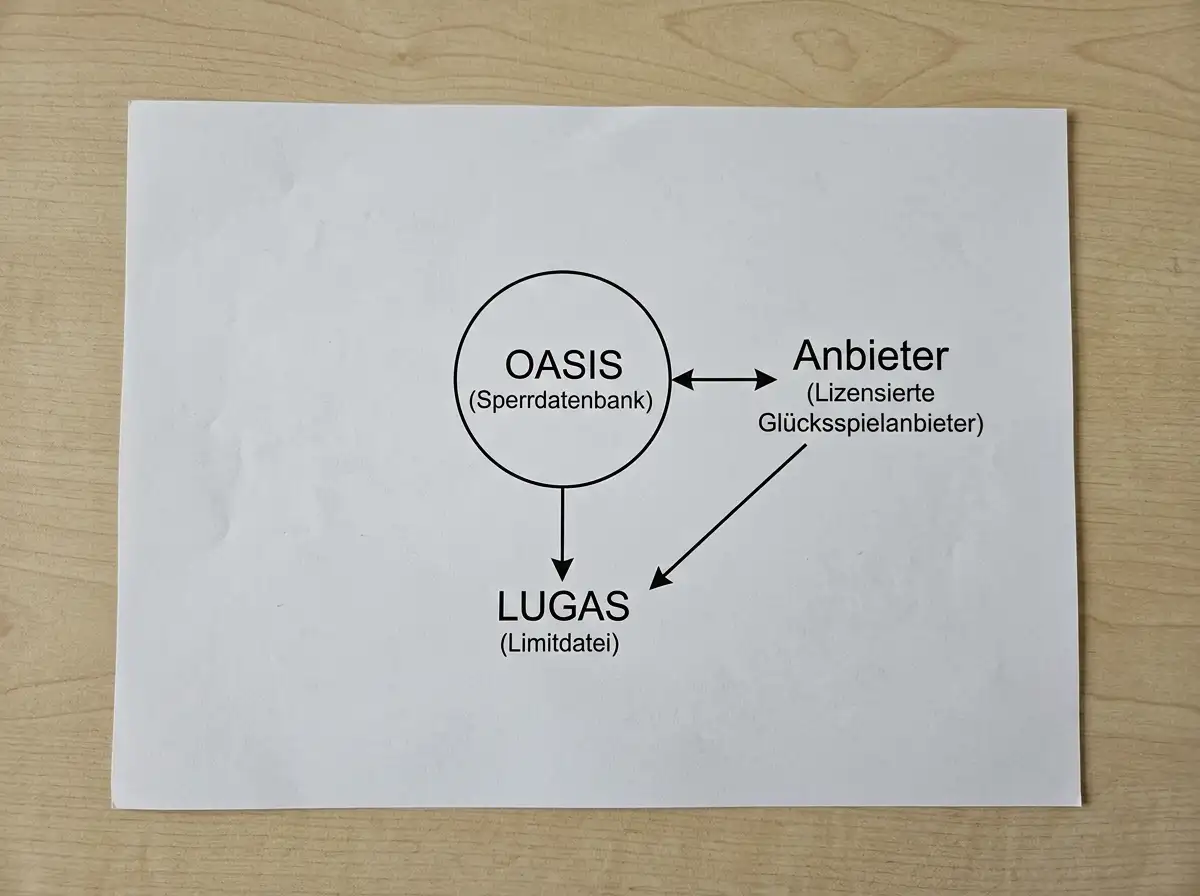 Spielerschutz Systeme LUGAS und OASIS fuer Tischtennis Kombiwetten – Schematische Darstellung der anbieteruebergreifenden Schutzmechanismen